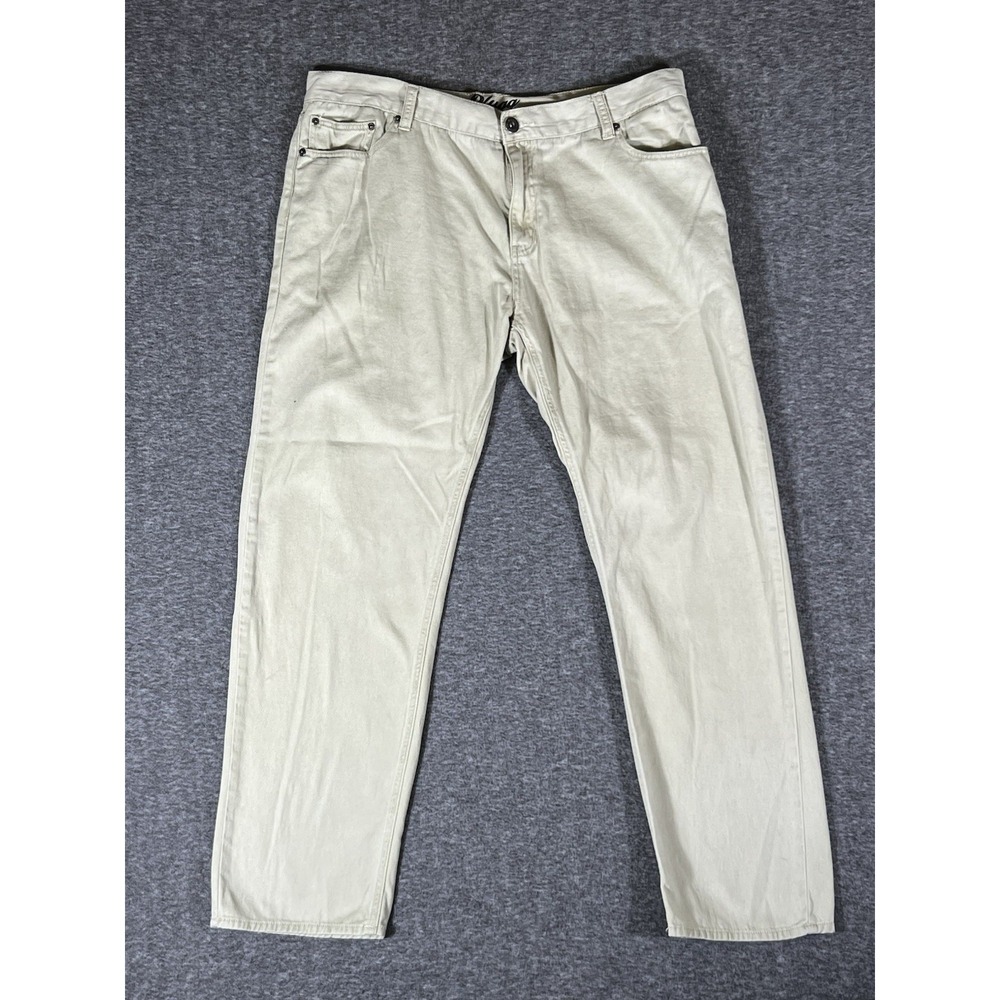 Plugg Chino Pants  Beige‎ Slim Straight Leg Cotton Canvas Mens Size 38x32